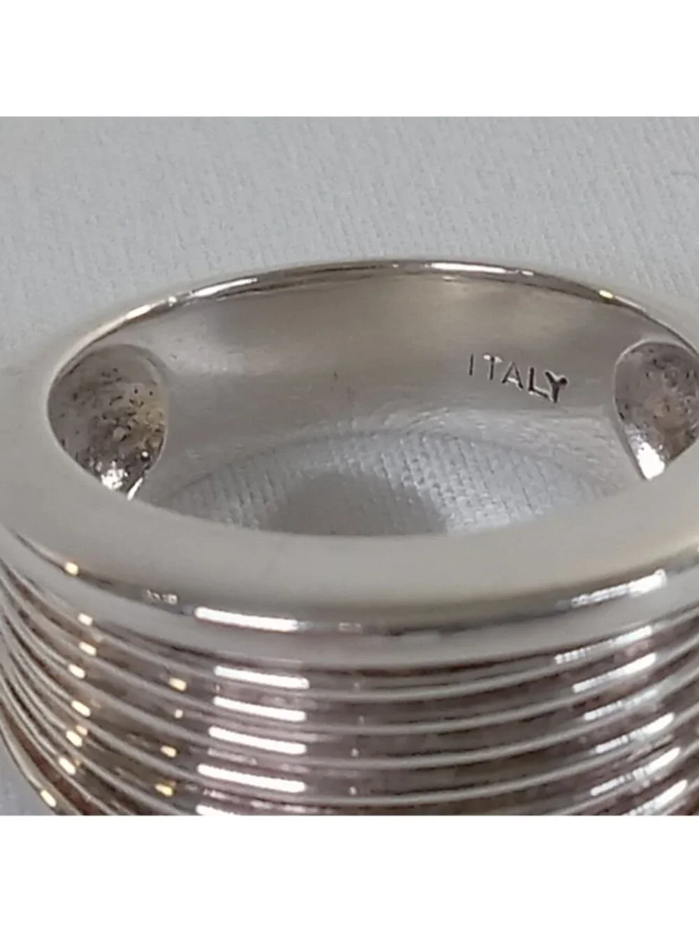 MILOR Italy 925 Sterling Silver Wide Ribbed Band Ring Size US 7 Unisex
